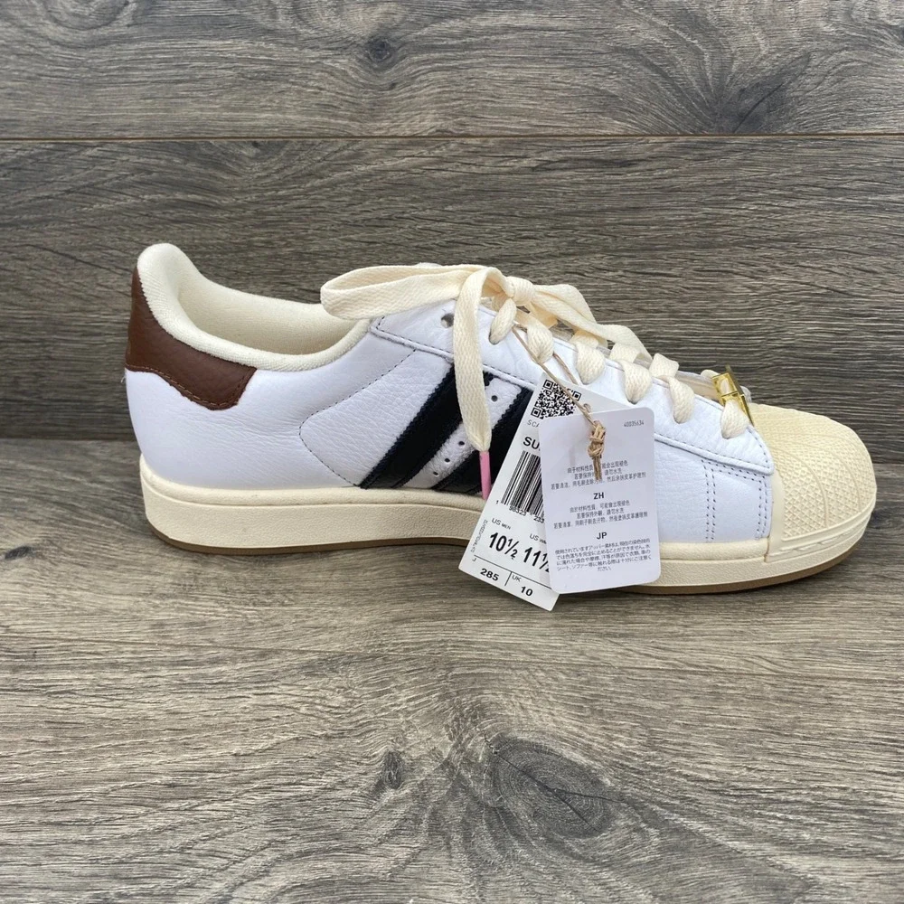 Adidas Superstar II Sneakers Mens 10.5 White Black Brown Shell Toe KK1963